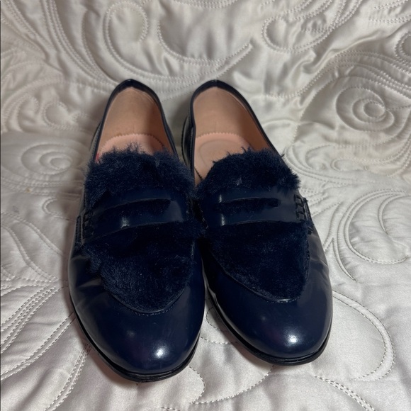 j crew Shoes - Navy Loafers with Fur Detail